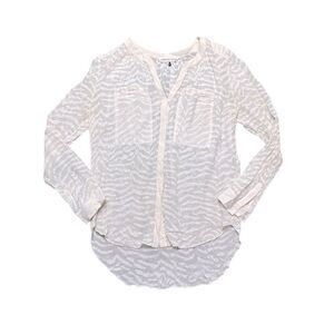 REBECCA TAYLOR Sheer Silk Blend Zebra Print Blouse Cream Size 10